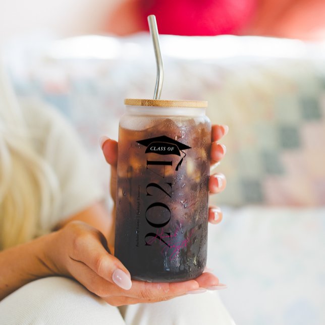 Verre Canette Classe De | Graduation de monogramme (Créateur téléchargé)