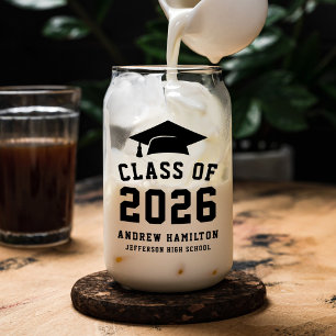 Verre Canette Classe moderne Bold Noire de 2025 Graduation