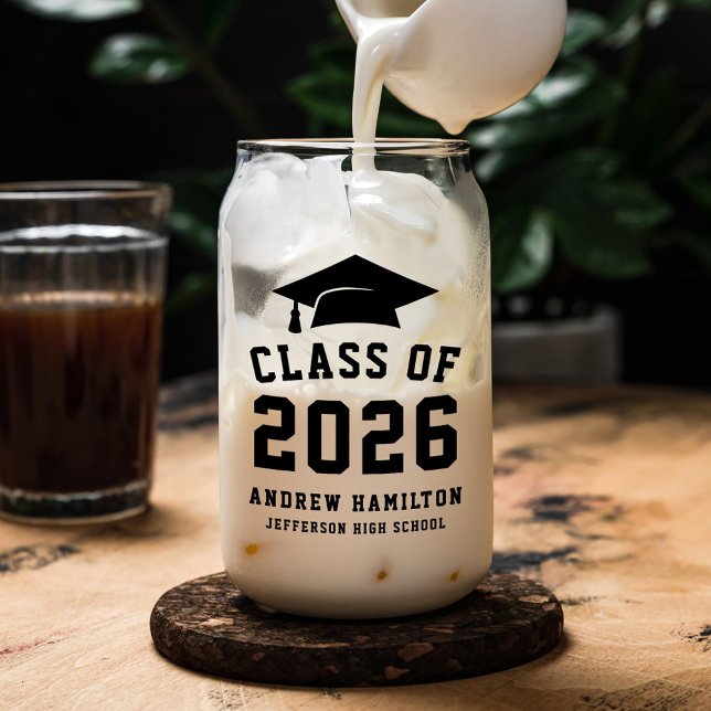 Verre Canette Classe moderne Bold Noire de 2025 Graduation (Créateur téléchargé)