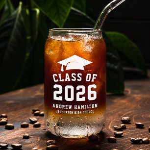Verre Canette Classe moderne Bold White de 2025 Graduation