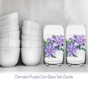 Verre Canette Clematis violet