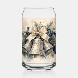 Verre Canette Clochettes de Noël Élégantes en Argent Aquarelle