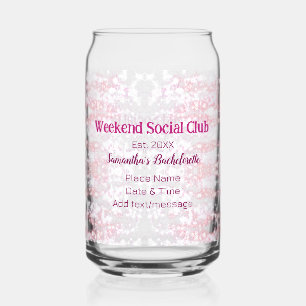 Verre Canette club social de week-end rose paillettes enterremen
