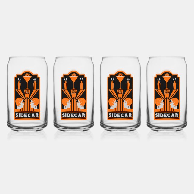 Verre Canette Cocktail Sidecar Art Déco (Recto)