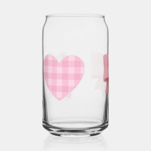 Verre Canette cœur à ruban rose et