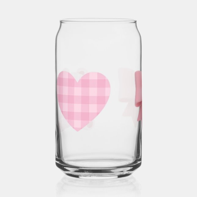 Verre Canette cœur à ruban rose et  (Recto)