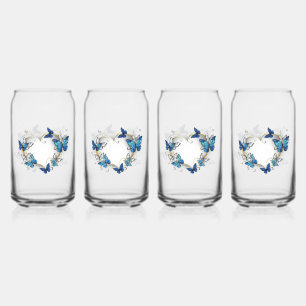 Verre Canette Coeur bijoux avec papillons Morpho