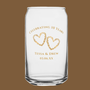 Verre Canette Cœur Moderne 10e Anniversaire de Mariage Personnal