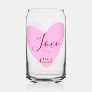 Verre Canette Coeur rose amour heureux texte Saint-Valentin roug