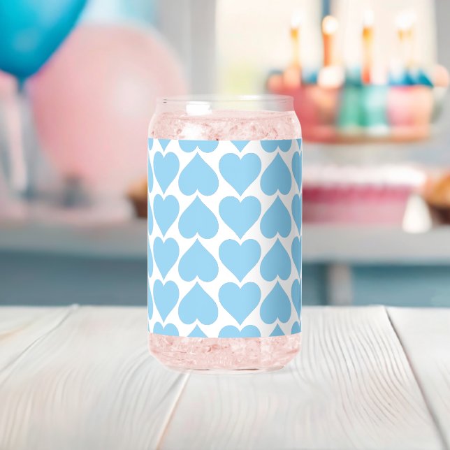 Verre Canette Coeurs Bleus Motif, Romantique, Amour (Insitu (Baby Shower))