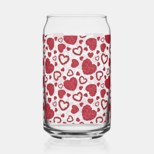 Verre Canette Cœurs Roses Rouges Motif Minimaliste Saint-Valenti