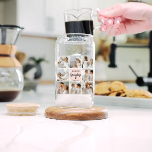 Verre Canette Collage Photo Rose We Love You Grand-mère Meilleur