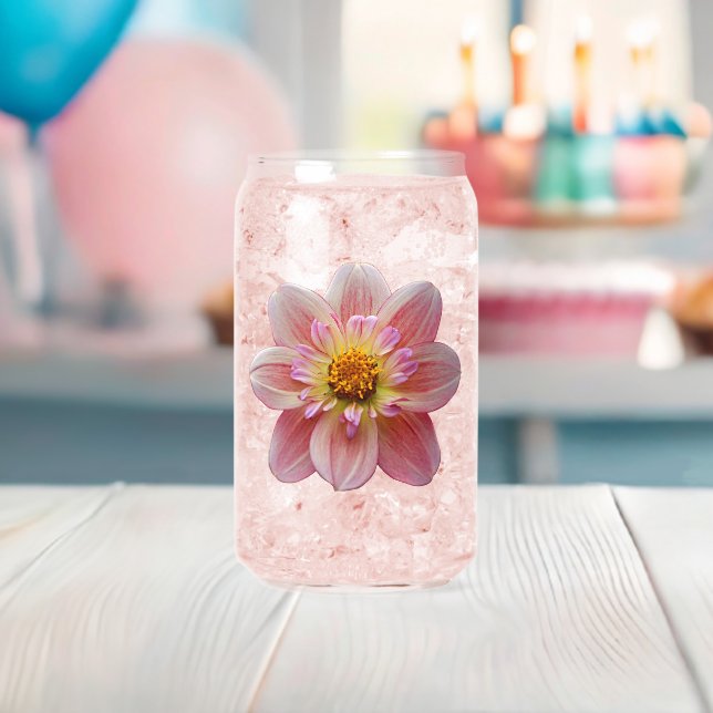 Verre Canette Collarette rose Dahlia fleuri (Insitu (Baby Shower))
