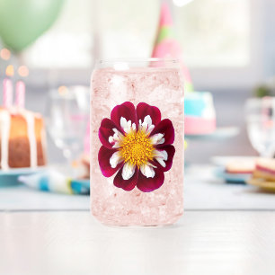 Verre Canette Collarette Rouge Dahlia Bloom