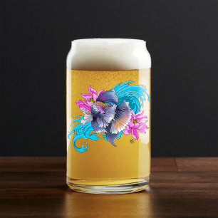 Verre Canette Combat de poisson siamois Betta Vagues de Lotus Bl