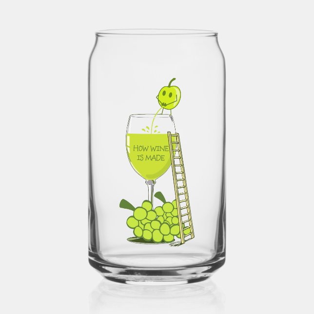 Verre Canette Comment le vin est fait Drôle Illustration Vert (Recto)