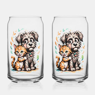 Verre Canette Conception de dessin animé d'amitié entre un chien
