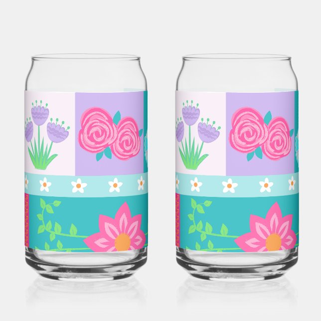 Verre Canette Conception de fleurs vibrantes en fleurs (Recto)