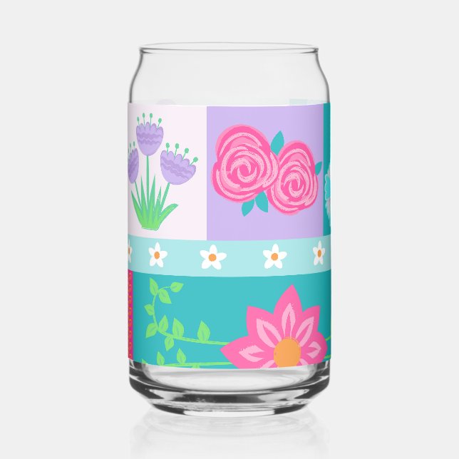 Verre Canette Conception de fleurs vibrantes en fleurs (Recto)