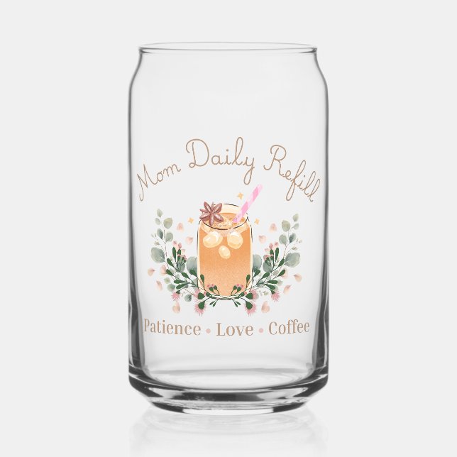 Verre Canette Conception de l'amour du café pour maman au quotid (Recto)