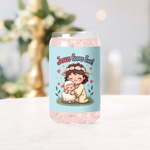 Verre Canette Conception de pastel "Jésus aime Toi" chrétien Kaw