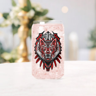 Verre Canette Conception de totem tribal Haida Loup
