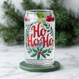 Verre Canette Conception de typographie de couronne de Noël Ho H