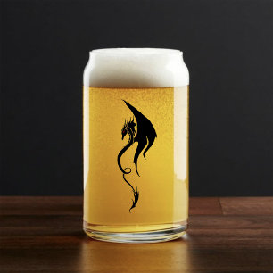 Verre Canette Conception d'illustration de dragon tribal noir et