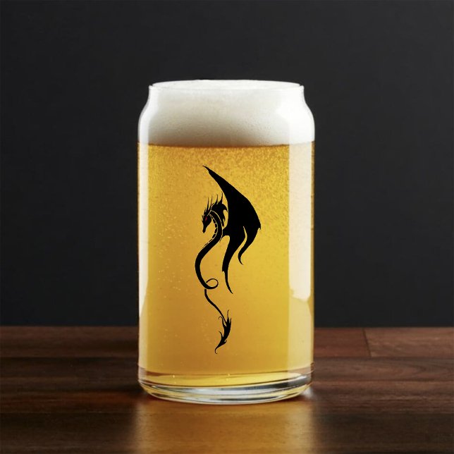 Verre Canette Conception d'illustration de dragon tribal noir et (Créateur téléchargé)