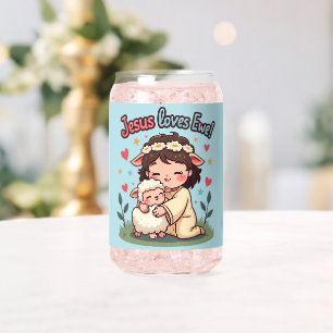 Verre Canette Conception pastel "Jésus aime Toi" Kawaii chrétien