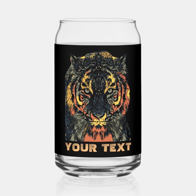 Verre Canette Cool Tiger Face Art Ajouter Votre Propre Texte (Recto)