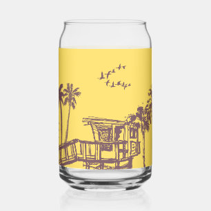Verre Canette Cool Vintage Jaune Tropical Beach Croquis