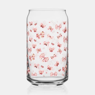 Verre Canette Coquette rose Bow avec fraises Can Glass