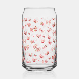 Verre Canette Coquette rose Bow avec fraises Can Glass