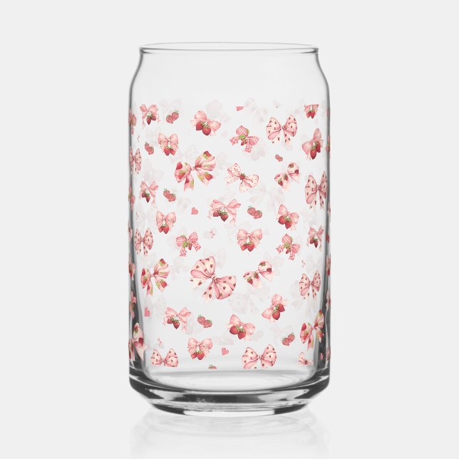 Verre Canette Coquette rose Bow avec fraises Can Glass (Recto)