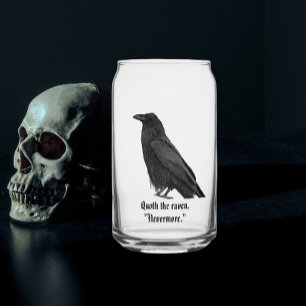 Verre Canette Corbeau noir avec citation de Poe
