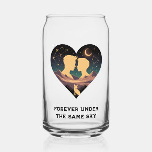 Verre Canette Cosmic Love Story Coeur avec les amants et Fox Art
