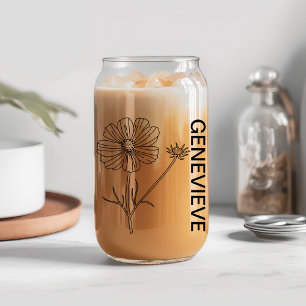 Verre Canette Cosmos de fleur de naissance d'octobre avec nom pe