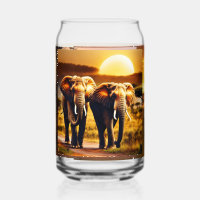 Coucher de soleil africain Éléphants – Faune sauva