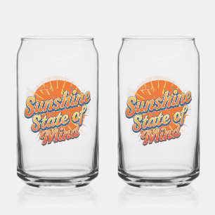 Verre Canette Coucher de soleil d'été dans le style funky des an
