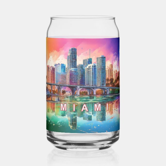 Verre Canette Couleur Miami Skyline (Verso)