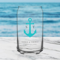 Couleurs Personnalisées Monogramme Ancre Mariage