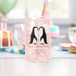 Verre Canette Couple de manchots de mariage personnalisé