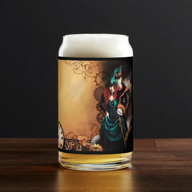 Verre Canette Couple élégant steampunk victorien Romance (Créateur téléchargé)