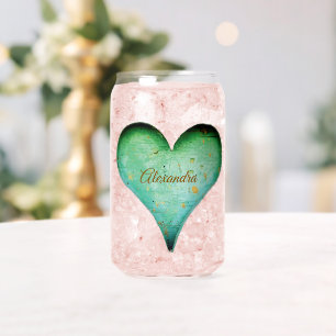 Verre Canette Couples/Cœur rustique de nom personnalisé