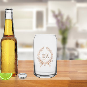 Verre Canette Couples monogrammes initiales couronne or rose