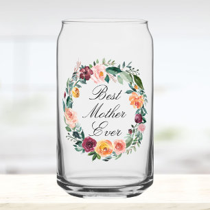 Verre Canette Couronne Fleurale de Rose d'Automne Meilleure Mère