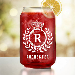 Verre Canette Couronne Royale Laurel Wreath White Nom monogramme