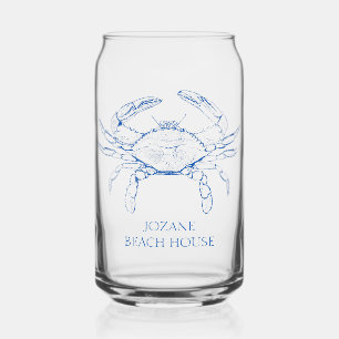 Verre Canette Crabe bleu de Preppy côtier Personnalisé
