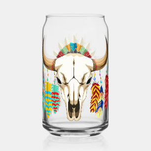 Verre Canette Crâne de buffle emblème amérindien
